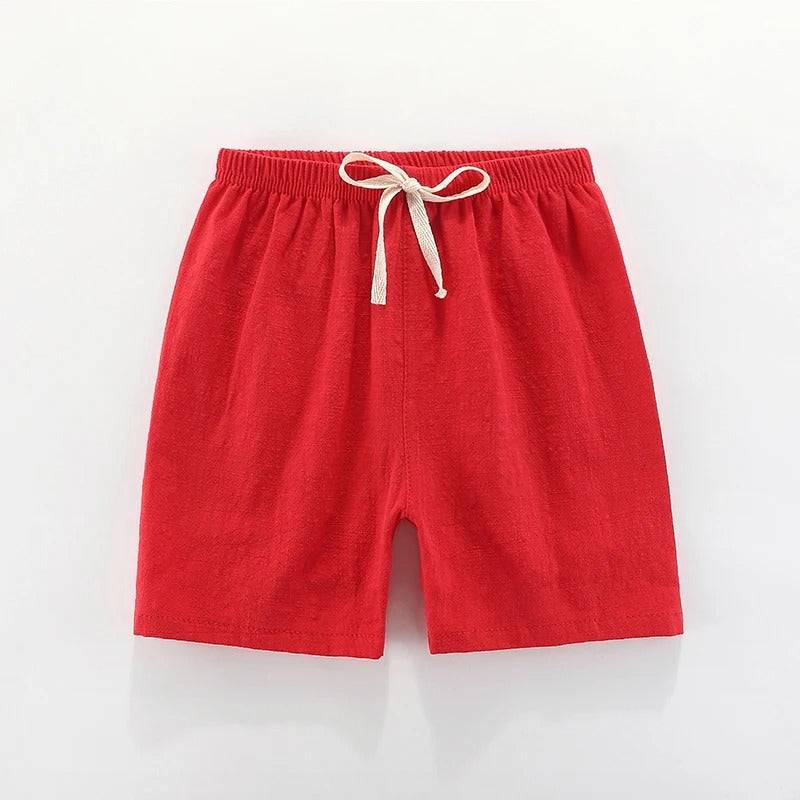 Mini Fashion™ - Schnelltrocknendes Material - Baumwolle-Leinen Short Rot / 100 ( 1 Jahr) | Pädagogisches Holzspielzeug von Mein Kleines Baby