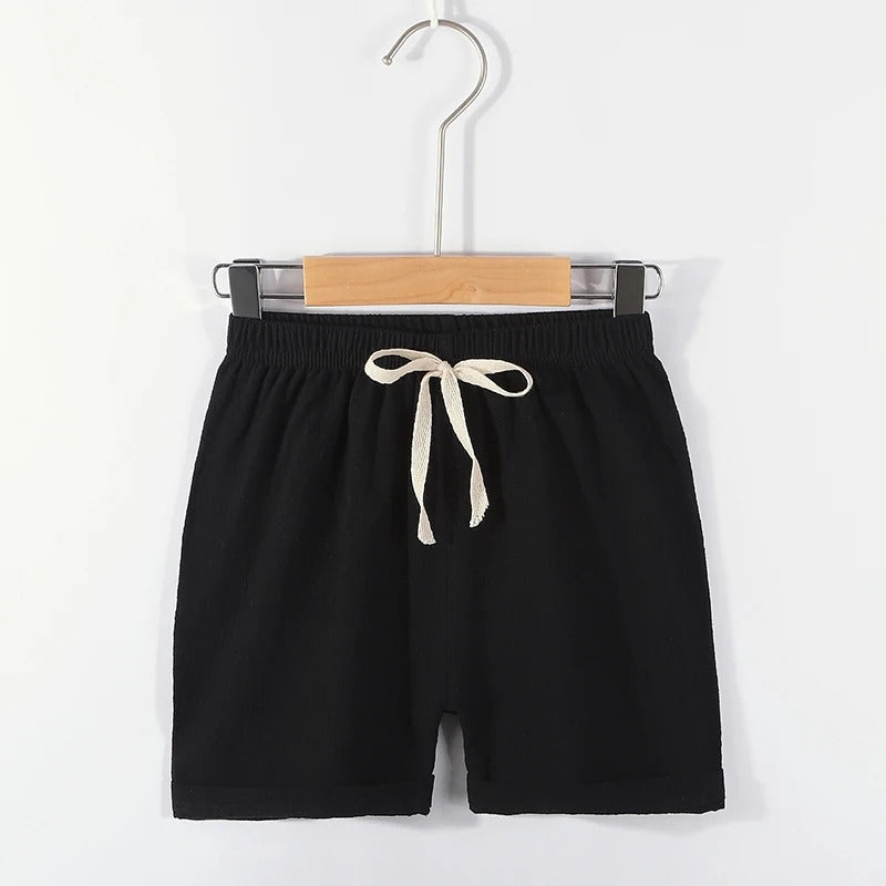 Mini Fashion™ - Schnelltrocknendes Material - Baumwolle-Leinen Short Schwarz / 100 ( 1 Jahr) | Pädagogisches Holzspielzeug von Mein Kleines Baby