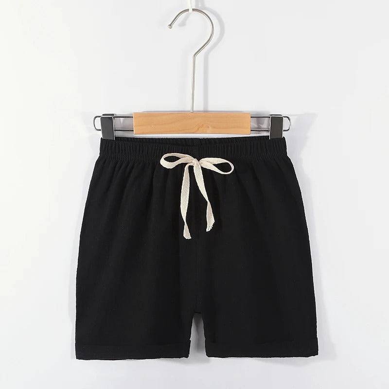 Mini Fashion™ - Schnelltrocknendes Material - Baumwolle-Leinen Short Schwarz / 100 ( 1 Jahr) | Pädagogisches Holzspielzeug von Mein Kleines Baby