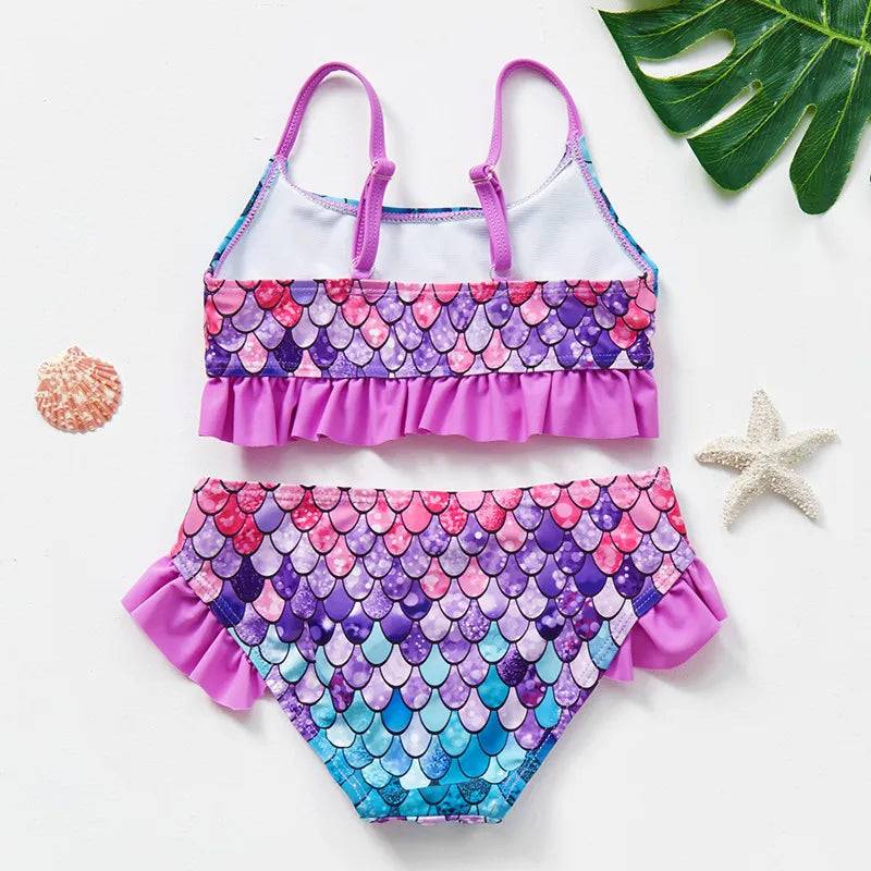 Mini Fashion™ - Schnelltrocknendes Material - Bikini Set Bikini Schuppen - Violett / (6-7 Jahre) | Pädagogisches Holzspielzeug von Mein Kleines Baby