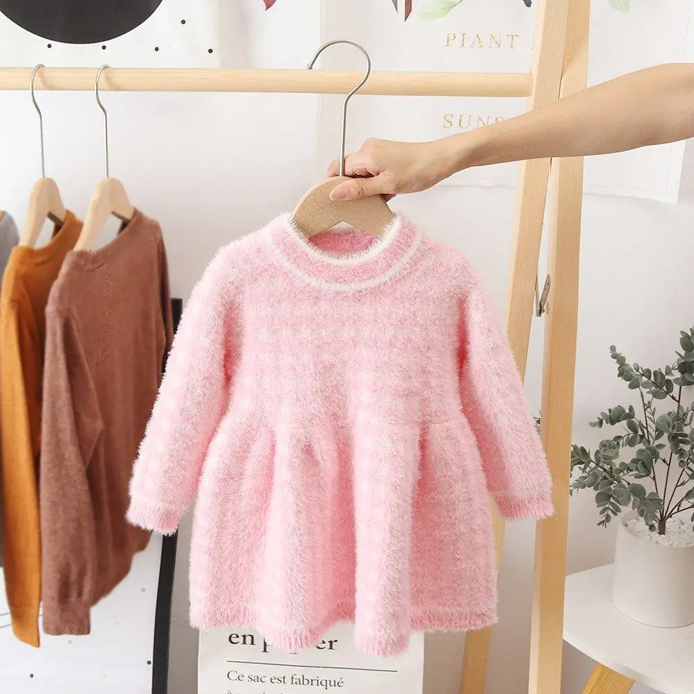 Mini Fashion™ - Schön warm - Kleid aus Fleece Rosa / 120 (5 Jahre) | Pädagogisches Holzspielzeug von Mein Kleines Baby