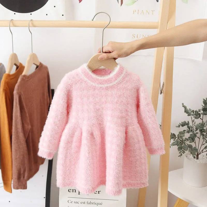 Mini Fashion™ - Schön warm - Kleid aus Fleece Rosa / 120 (5 Jahre) | Pädagogisches Holzspielzeug von Mein Kleines Baby
