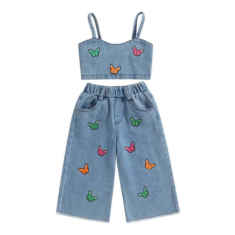 Mini Fashion™ - Schöne Stickerei - Denim Sommer Set 100 | Pädagogisches Holzspielzeug von Mein Kleines Baby