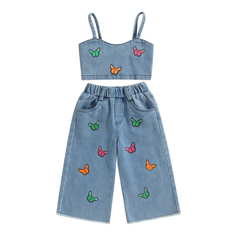 Mini Fashion™ - Schöne Stickerei - Denim Sommer Set 100 | Pädagogisches Holzspielzeug von Mein Kleines Baby