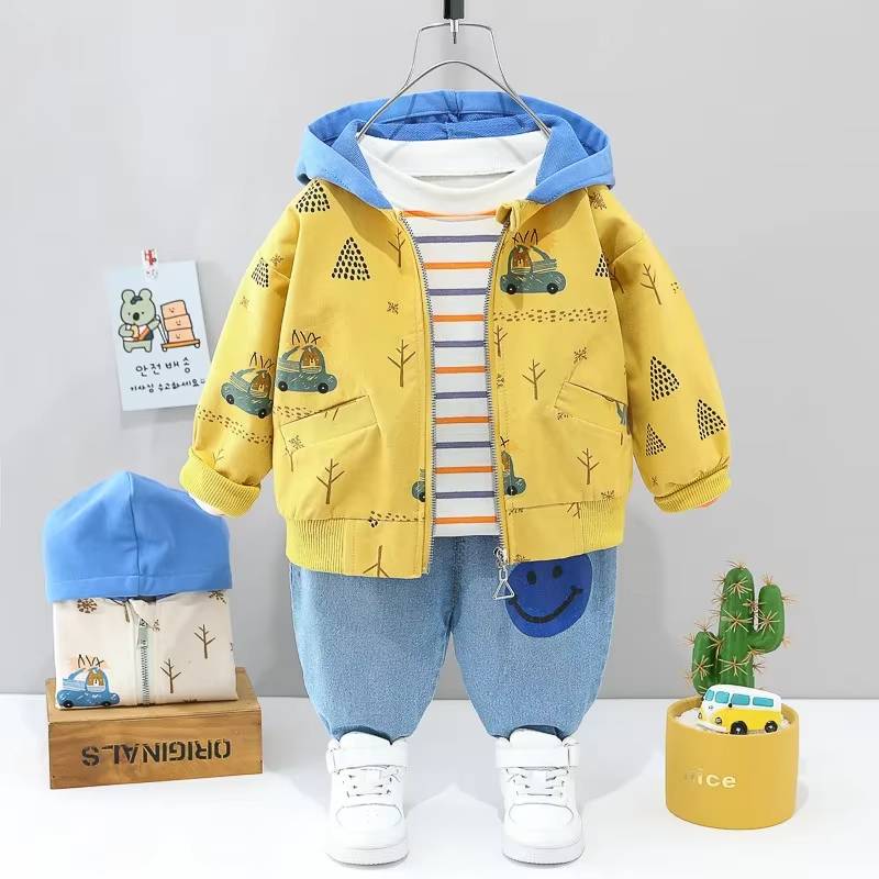 Mini Fashion™ - Småbørn & eventyr - Tøjsæt i 3 dele Gul jakke / 100 (3 år) | Pädagogisches Holzspielzeug von Mein Kleines Baby