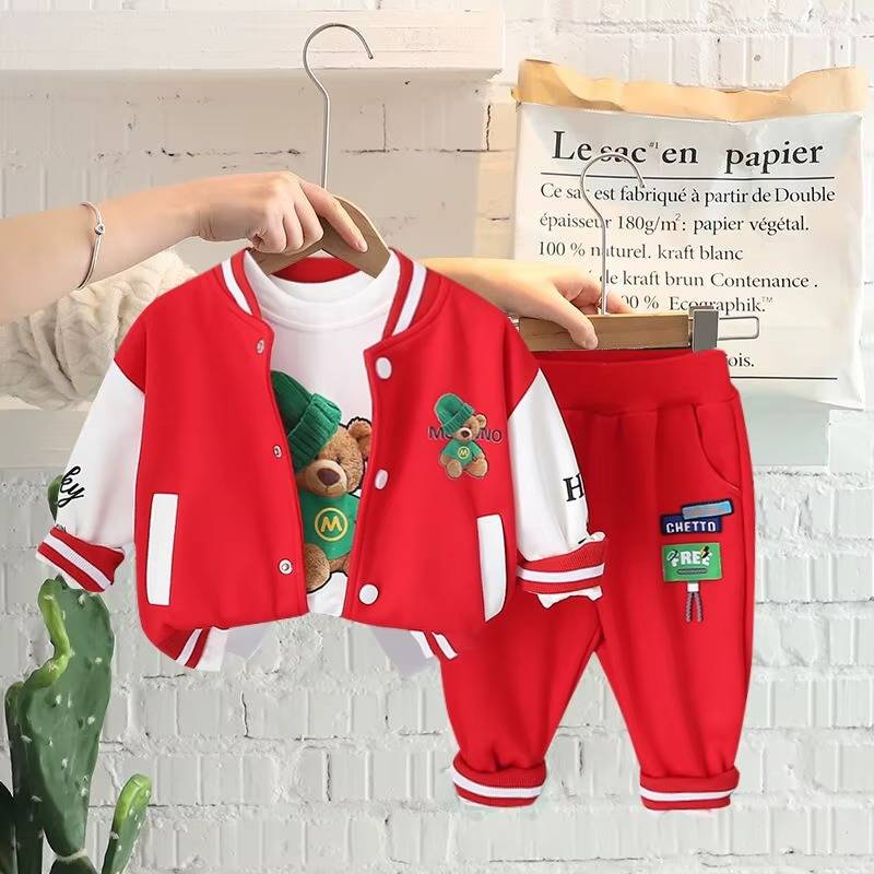 Mini Fashion™ - Småbørn & eventyr - Tøjsæt i 3 dele Rode baseball-øl / 80 (12 måneder) | Pädagogisches Holzspielzeug von Mein Kleines Baby