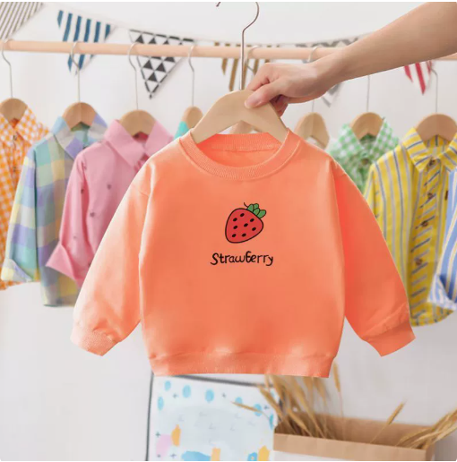 Mini Fashion™ - Sødt jordbærdesign - Sweatshirt Jordbær - Orange / 100 (3 År) | Pädagogisches Holzspielzeug von Mein Kleines Baby
