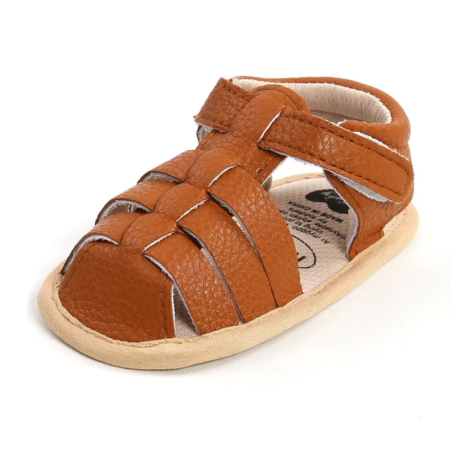 Mini Fashion™ - Soft Fit - Kinder Sandalen Braun / 14 (6-12 Monate) / Klettverschluss | Pädagogisches Holzspielzeug von Mein Kleines Baby