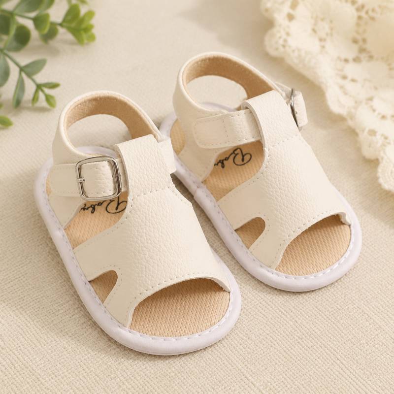 Mini Fashion™ - Soft Fit - Kinder Sandalen Cremeweiß / 13 (0-6 Monate) / Schnalle | Pädagogisches Holzspielzeug von Mein Kleines Baby