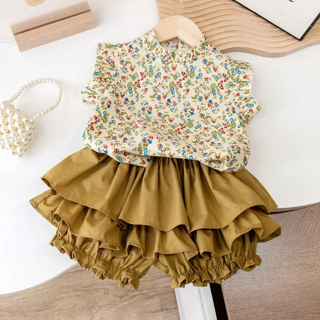 Mini Fashion™ - Sommerdruck - Top&Rock mit Blumendruck 98 (3 Jahr) | Pädagogisches Holzspielzeug von Mein Kleines Baby