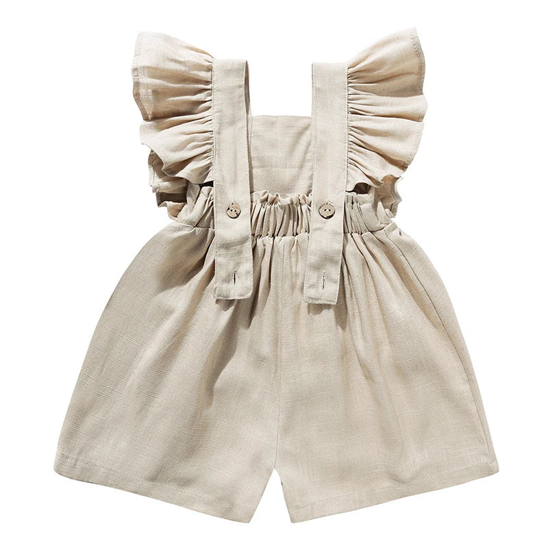 Mini Fashion™ - Sommerlich&niedlich - Kinder-Overall Mädchen Khaki / 80 (9-12 Monate) | Pädagogisches Holzspielzeug von Mein Kleines Baby