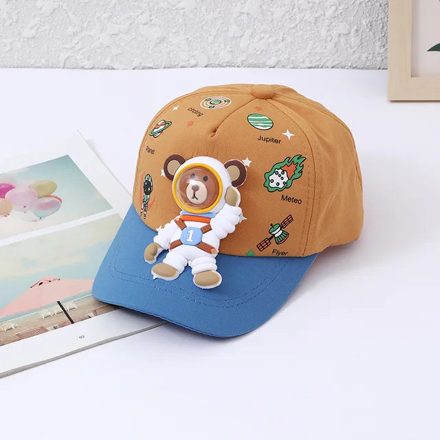 Mini Fashion™ - Sonnenlächeln - Kinder Baseballkappe Beige/Blau / Einheitsgröße (1-4 Jahre) | Pädagogisches Holzspielzeug von Mein Kleines Baby