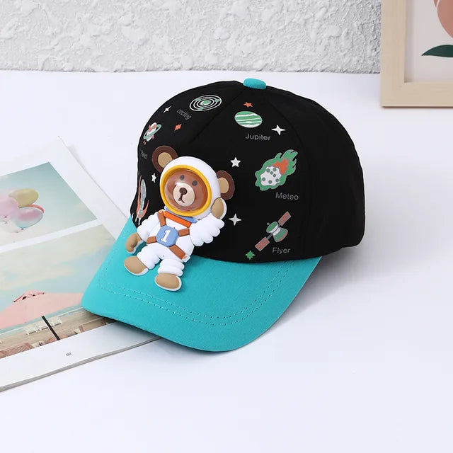 Mini Fashion™ - Sonnenlächeln - Kinder Baseballkappe Schwarz/Hellblau / Einheitsgröße (1-4 Jahre) | Pädagogisches Holzspielzeug von Mein Kleines Baby