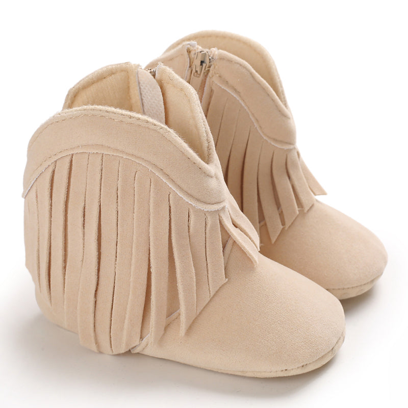 Mini Fashion™ - Starker Look - Cowboystiefel für Mädchen Aprikose - Fransen / 20 (12-18 Monate) | Pädagogisches Holzspielzeug von Mein Kleines Baby
