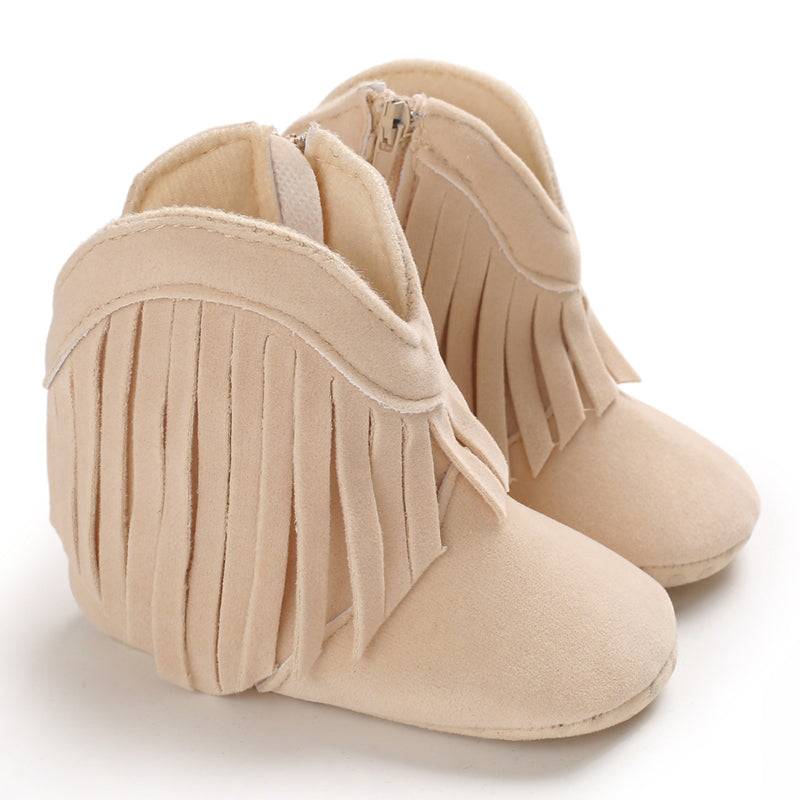 Mini Fashion™ - Starker Look - Cowboystiefel für Mädchen Aprikose - Fransen / 20 (12-18 Monate) | Pädagogisches Holzspielzeug von Mein Kleines Baby