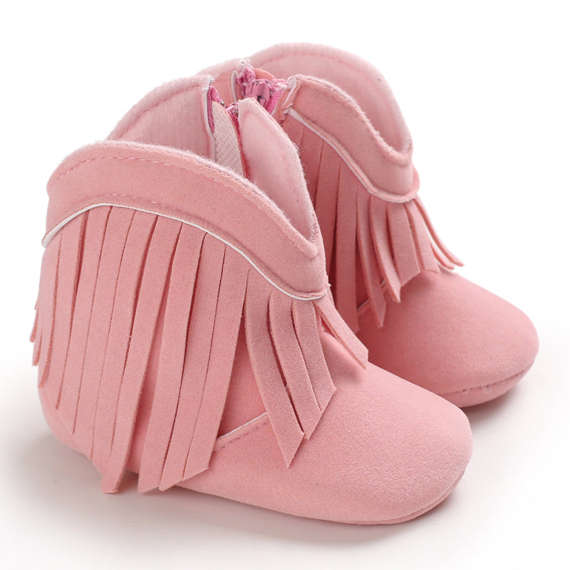 Mini Fashion™ - Starker Look - Cowboystiefel für Mädchen Rosa - Fransen / 20 (12-18 Monate) | Pädagogisches Holzspielzeug von Mein Kleines Baby