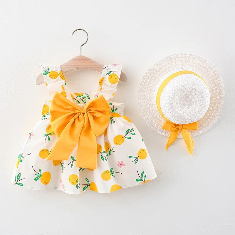 Mini Fashion™ – Süß&sommerlich– Fruchtkleid (enthält GRATIS Strohhut) Gelb / 100 (18-24 Monate) | Pädagogisches Holzspielzeug von Mein Kleines Baby