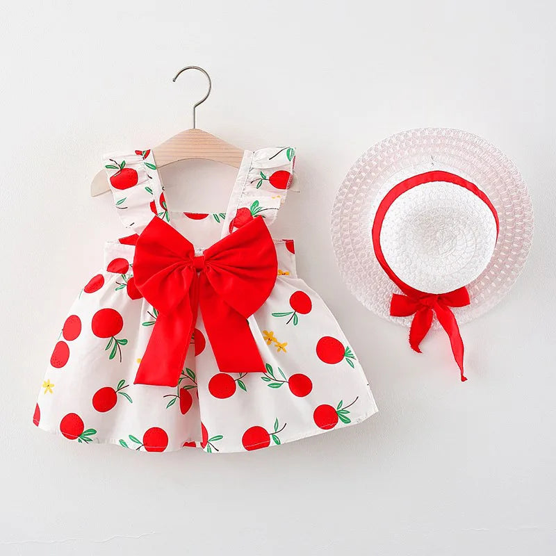 Mini Fashion™ – Süß&sommerlich– Fruchtkleid (enthält GRATIS Strohhut) Rot / 100 (18-24 Monate) | Pädagogisches Holzspielzeug von Mein Kleines Baby