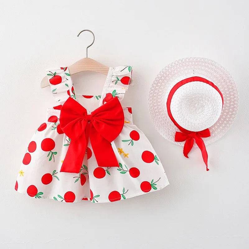 Mini Fashion™ – Süß&sommerlich– Fruchtkleid (enthält GRATIS Strohhut) Rot / 100 (18-24 Monate) | Pädagogisches Holzspielzeug von Mein Kleines Baby