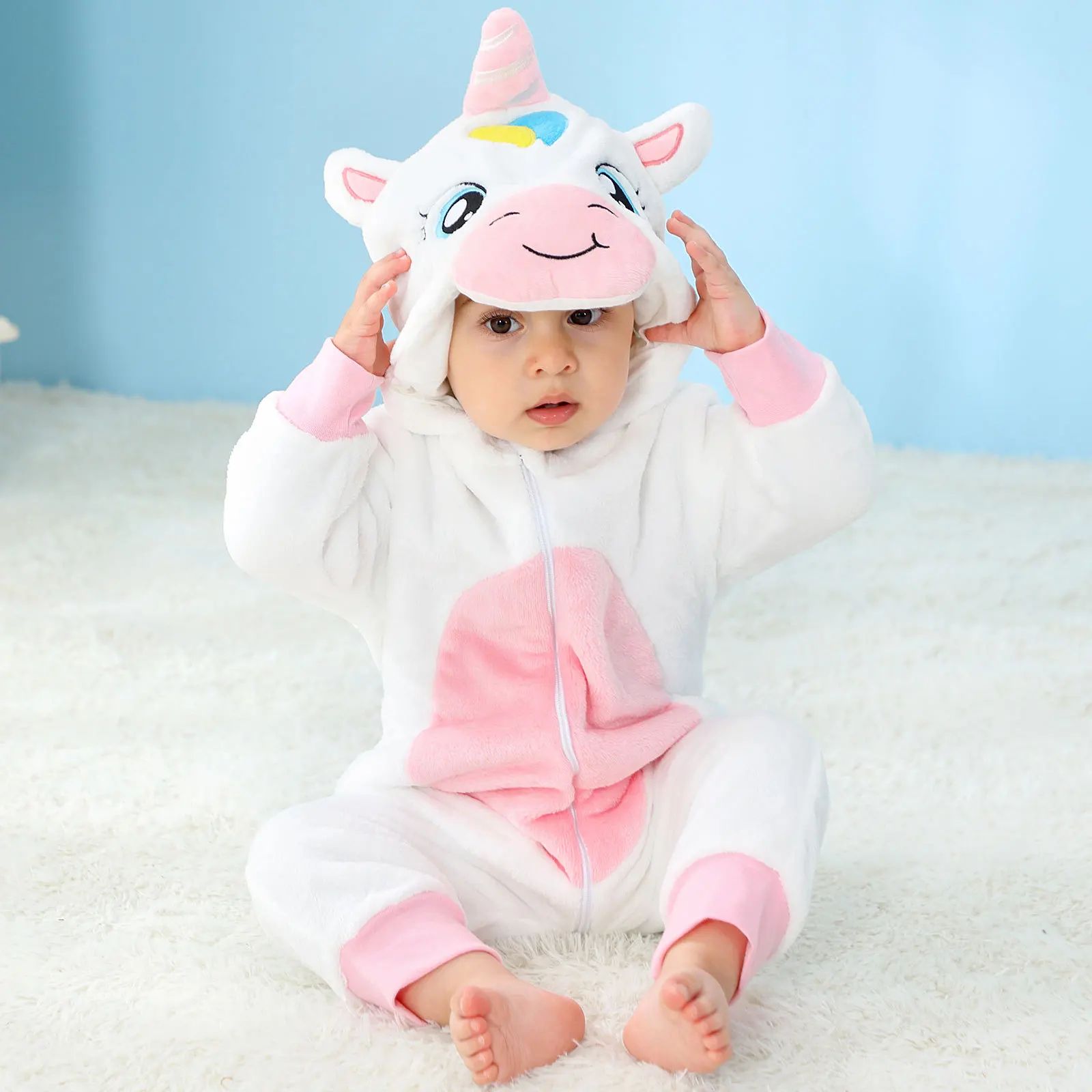 Mini Fashion™ – Tiere Traumland – Kinder-Tier-Strampler Weißes Einhorn / 110 (24-30 Monate) | Pädagogisches Holzspielzeug von Mein Kleines Baby