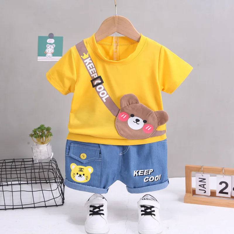 Mini Fashion™ - Tiermuster - Baumwollkleid-Set Gelb / 100 (3 Jahr) | Pädagogisches Holzspielzeug von Mein Kleines Baby