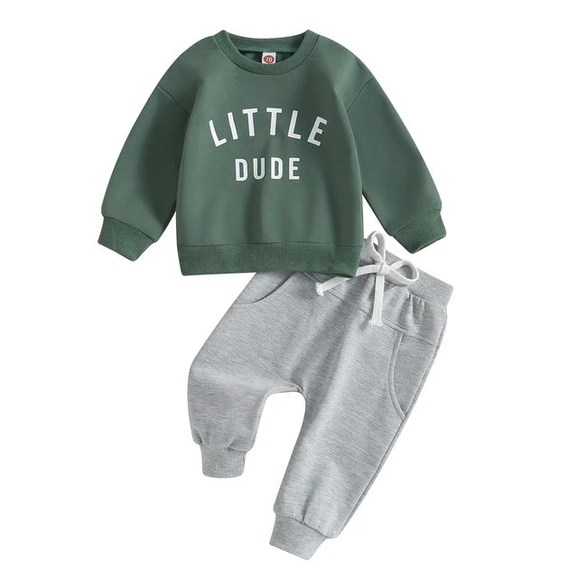 Mini Fashion™ - Tough'Little Dude'Set Baumwolle Grün / Größe 80 (6 -12 Monate) | Pädagogisches Holzspielzeug von Mein Kleines Baby