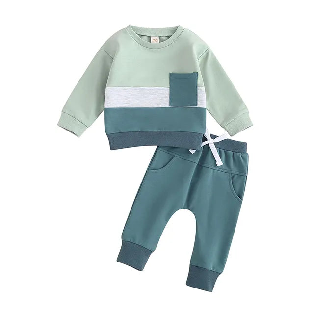 Mini Fashion™ - Trainingsanzug für Kleinkinder Baumwolle Hellgrün/Blau / 80 (9-18 Monate) | Pädagogisches Holzspielzeug von Mein Kleines Baby