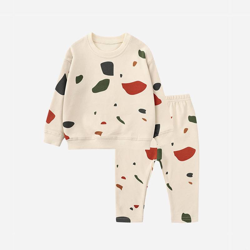 Mini Fashion™ - Trendig und bequem - Pyjama-Set Beige / 100 (2-3 Jahre) | Pädagogisches Holzspielzeug von Mein Kleines Baby