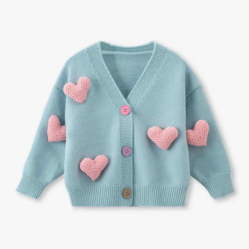 Mini Fashion™ - Trendy&Bequem - Herz-Pullover Blau / 130 (6 Jahr) | Pädagogisches Holzspielzeug von Mein Kleines Baby
