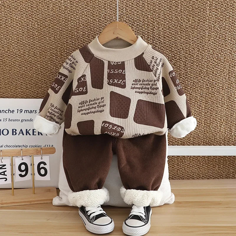 Mini Fashion™ - Warm&Stylisch - 2-teiliges Fleece-Set Khaki / 100 (3 Jahr) | Pädagogisches Holzspielzeug von Mein Kleines Baby