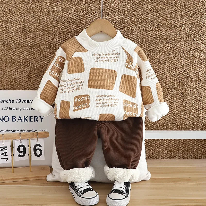 Mini Fashion™ - Warm&Stylisch - 2-teiliges Fleece-Set Weiß / 120 (5 Jahr) | Pädagogisches Holzspielzeug von Mein Kleines Baby