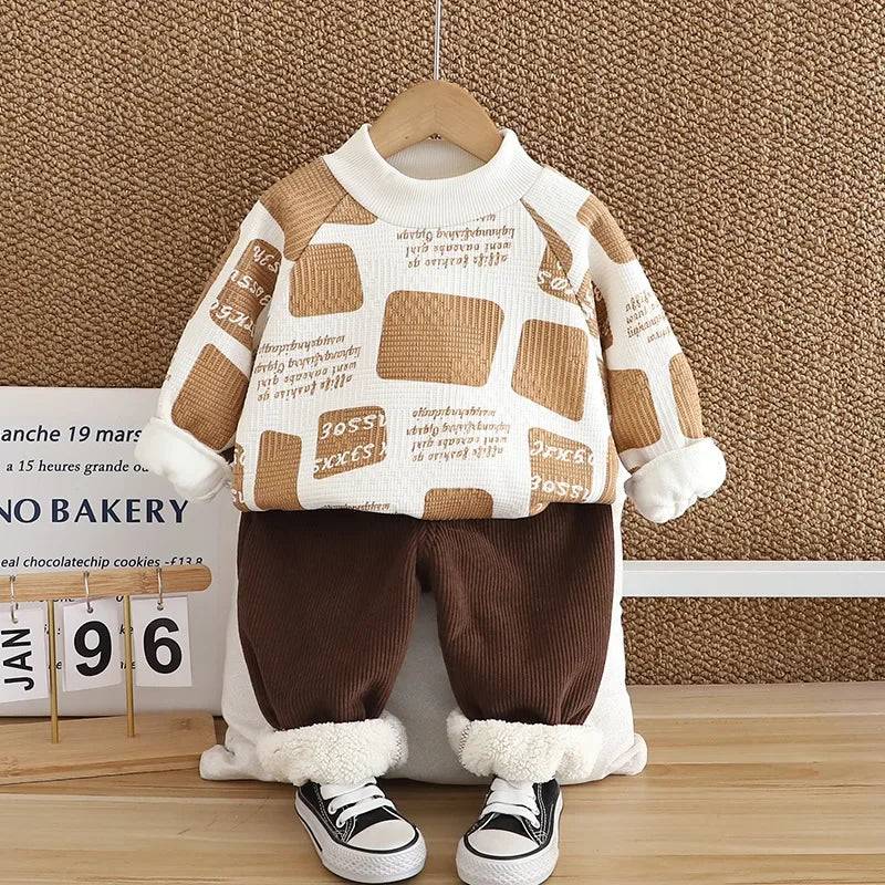 Mini Fashion™ - Warm&Stylisch - 2-teiliges Fleece-Set Weiß / 120 (5 Jahr) | Pädagogisches Holzspielzeug von Mein Kleines Baby