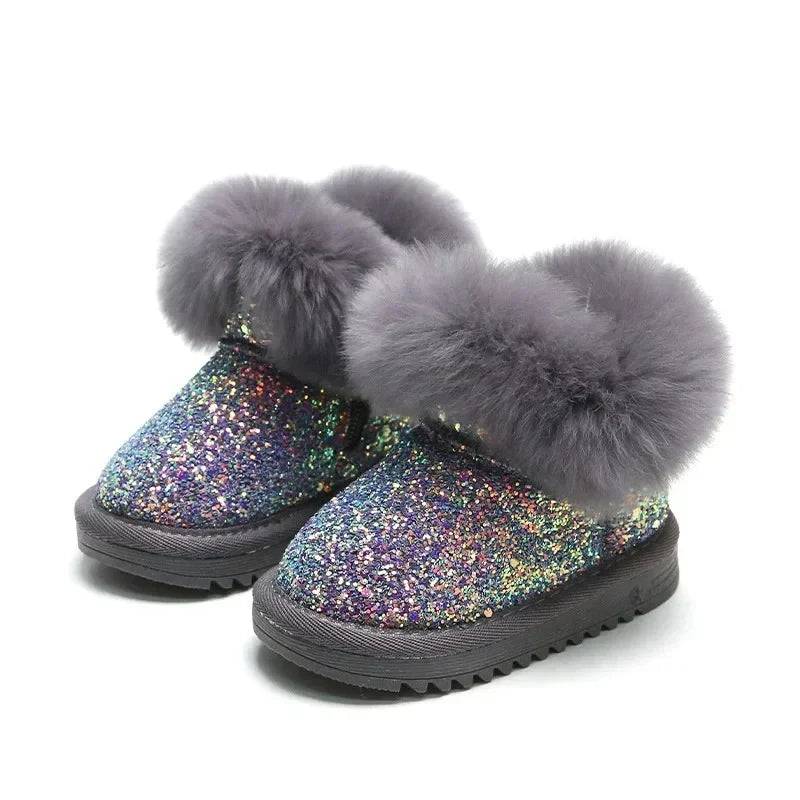 Mini Fashion™ - Warm&Stylisch - Glitzer Kinder Winterschuhe Grau / 23 (2-3 Jahr) | Pädagogisches Holzspielzeug von Mein Kleines Baby