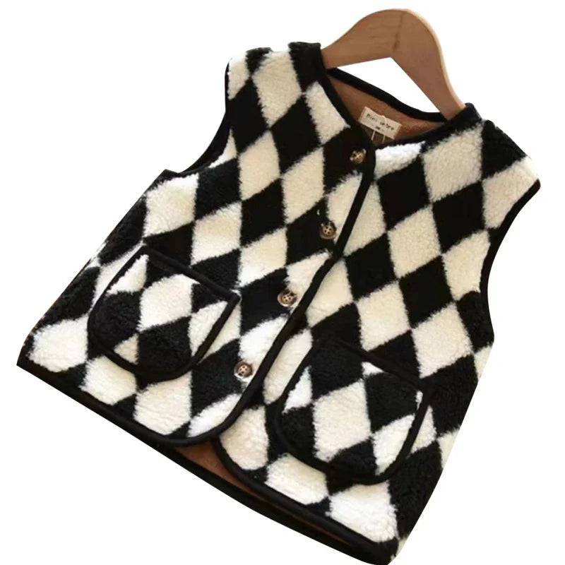 Mini Fashion™ - Warm&Stylisch - Weste Karos / 100 (3 Jahr) | Pädagogisches Holzspielzeug von Mein Kleines Baby