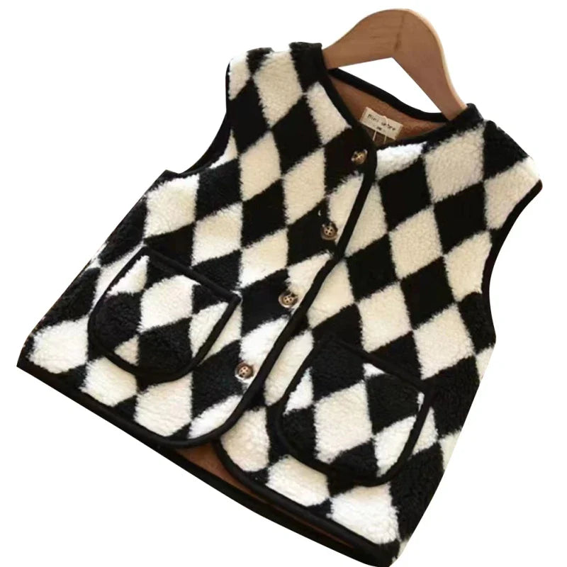 Mini Fashion™ - Warm&Stylisch - Weste Karos / 100 (3 Jahr) | Pädagogisches Holzspielzeug von Mein Kleines Baby