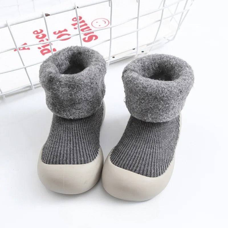Mini Fashion™ - Warm&weich - Rutschfeste Socken Grau / 19 (6-9 Monate) | Pädagogisches Holzspielzeug von Mein Kleines Baby