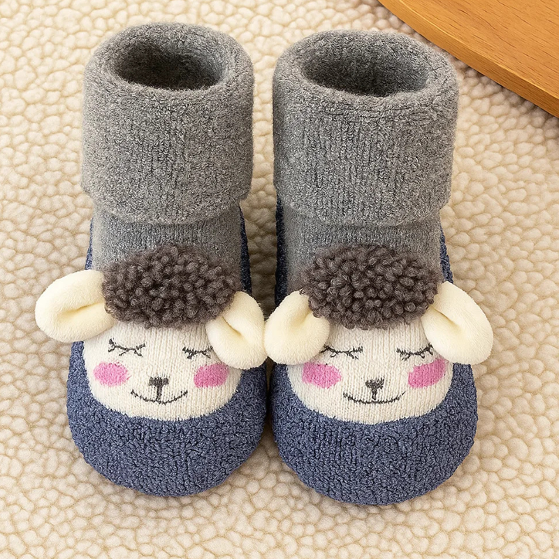 Mini Fashion™ - Warm&weich - Rutschfeste Socken Hirsch - Grau / 24 (1.5-2 Jahr) | Pädagogisches Holzspielzeug von Mein Kleines Baby