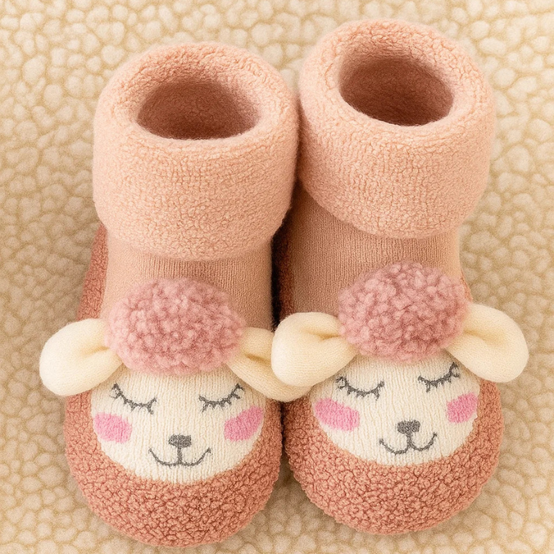 Mini Fashion™ - Warm&weich - Rutschfeste Socken Hirsch - Rosa / 19 (6-9 Monate) | Pädagogisches Holzspielzeug von Mein Kleines Baby
