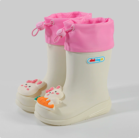 Mini Fashion™ - Wasserdicht für Kinder - Regenstiefel Rosa Kaninchen&Karotte / 16 (5-6 Jahr) | Pädagogisches Holzspielzeug von Mein Kleines Baby