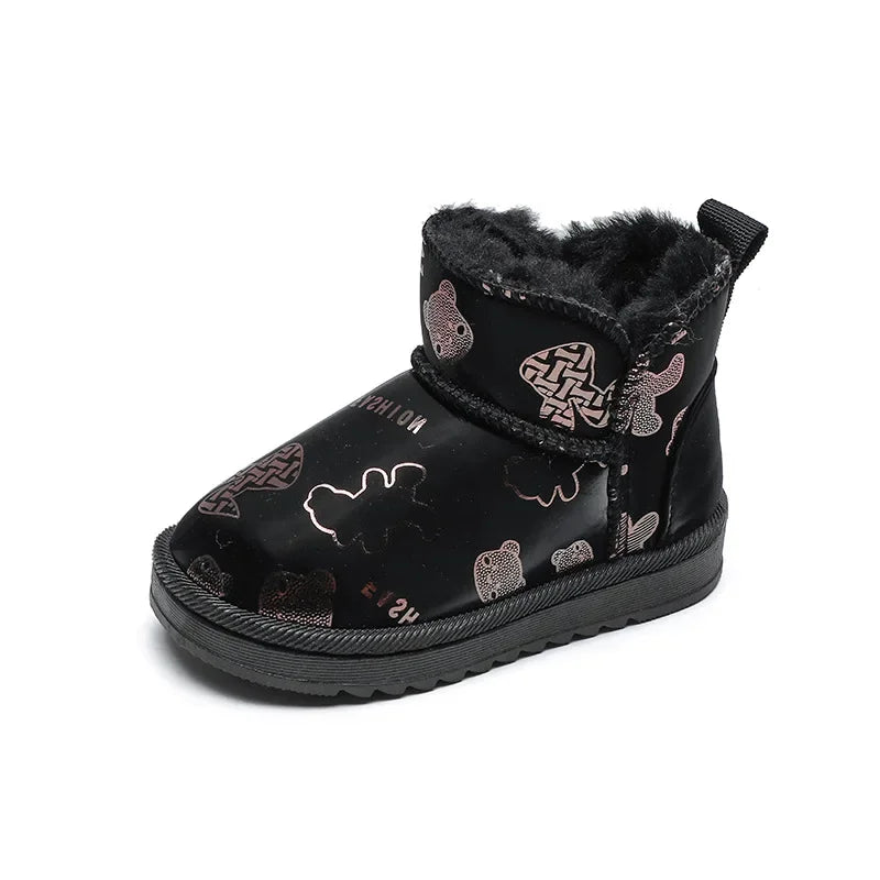 Mini Fashion™ - Wasserdichtes Design - Kinder Schneestiefel Fashion Print Schwarz / 23 (2-3 Jahre) | Pädagogisches Holzspielzeug von Mein Kleines Baby
