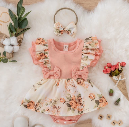 Mini Fashion™ - Weich auf der Haut - Mädchen Strampelanzug Rosa / 70 (3-6 Monate) | Pädagogisches Holzspielzeug von Mein Kleines Baby