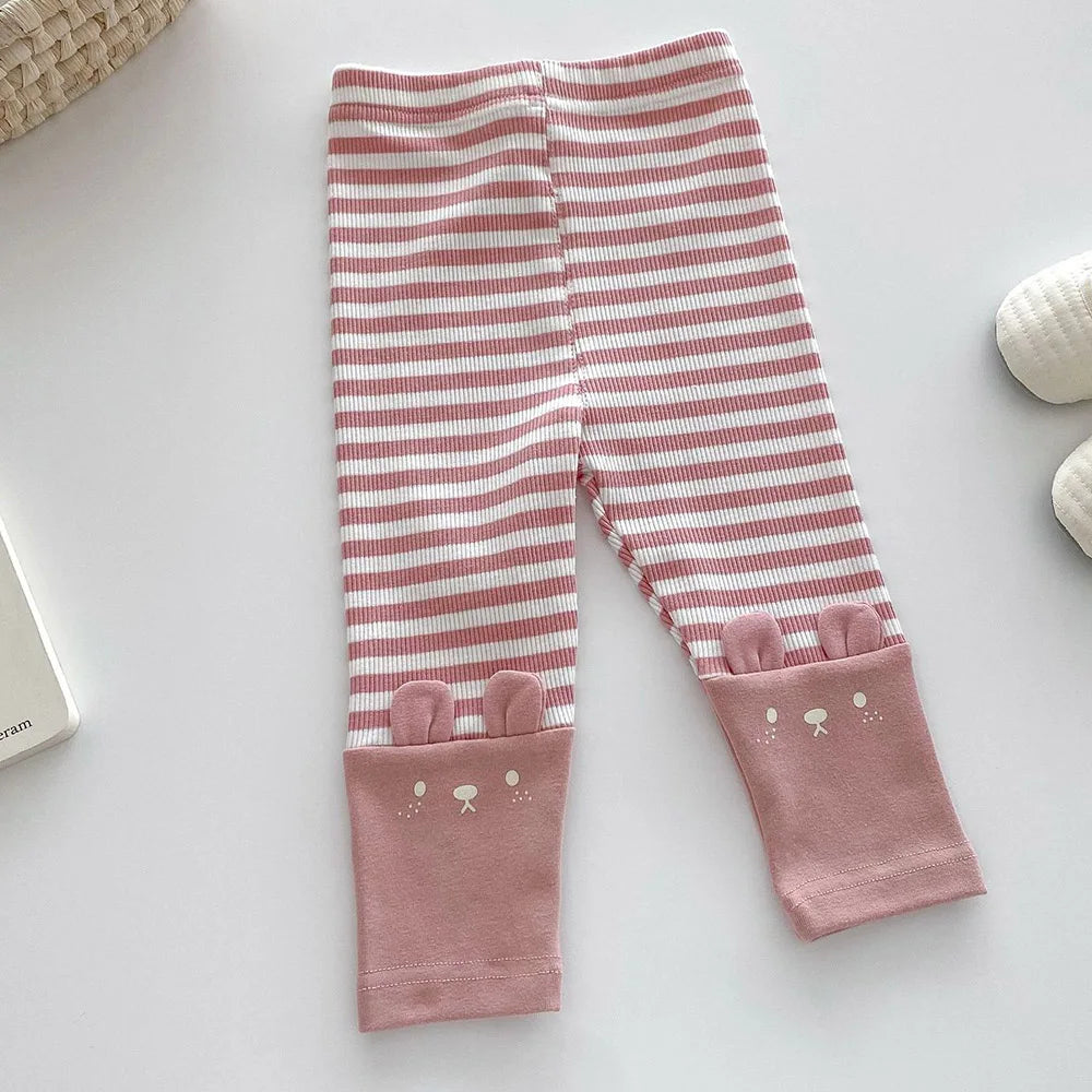 Mini Fashion™ - Weich für die Haut - Leggings für Kinder Rosa - Gestreift / 100 (3 Jahr) | Pädagogisches Holzspielzeug von Mein Kleines Baby