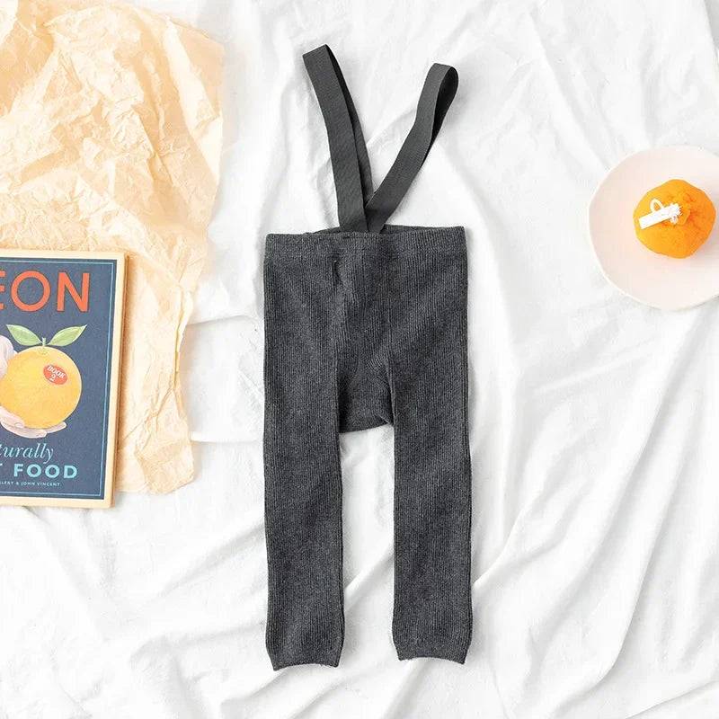 Mini Fashion™ - Weich&Bequem - Kinder-Leggings mit Hosenträgern Dunkelgrau / S (0-1 Jahr) | Pädagogisches Holzspielzeug von Mein Kleines Baby