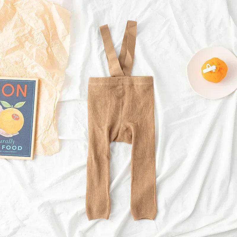Mini Fashion™ - Weich&Bequem - Kinder-Leggings mit Hosenträgern Hellbraun / M (1-2 Jahr) | Pädagogisches Holzspielzeug von Mein Kleines Baby