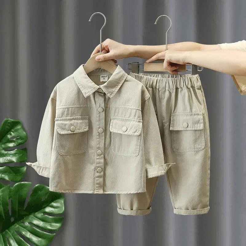 Mini Fashion™ - Weich und bequem - 2-teiliges Denim Herbst Set Weiß / 100 (3 Jahre) | Pädagogisches Holzspielzeug von Mein Kleines Baby