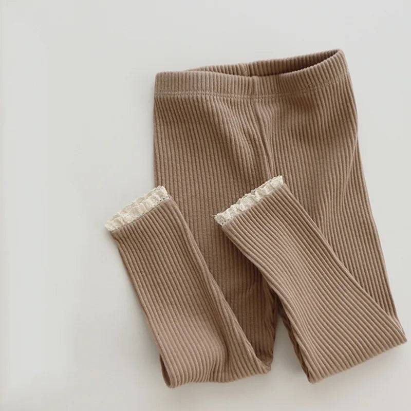 Mini Fashion™ - Weich und bequem - Leggings aus geripptem Stoff Khaki / 100 (2-3 Jahr) | Pädagogisches Holzspielzeug von Mein Kleines Baby