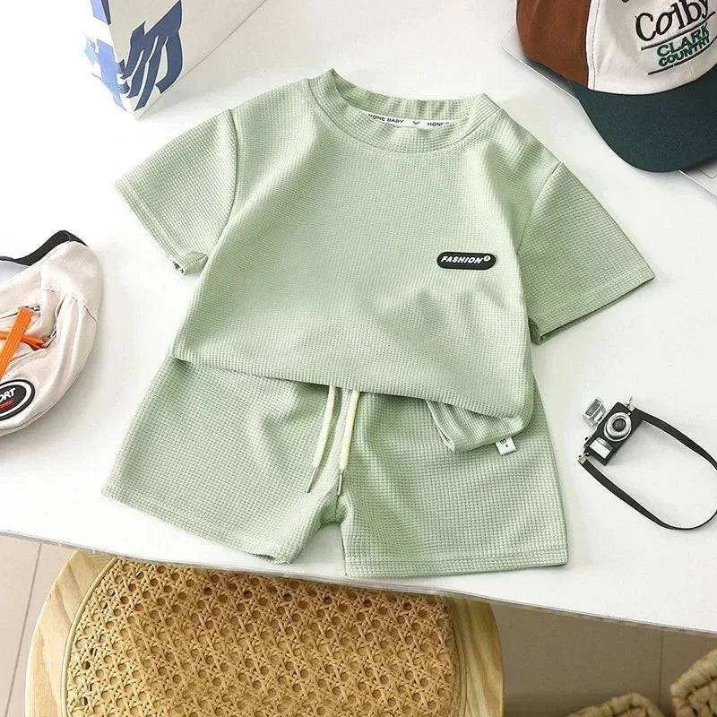 Mini Fashion™ - Weich&bequem - Top&Short Set Grün / 100 (2-3 Jahre) | Pädagogisches Holzspielzeug von Mein Kleines Baby