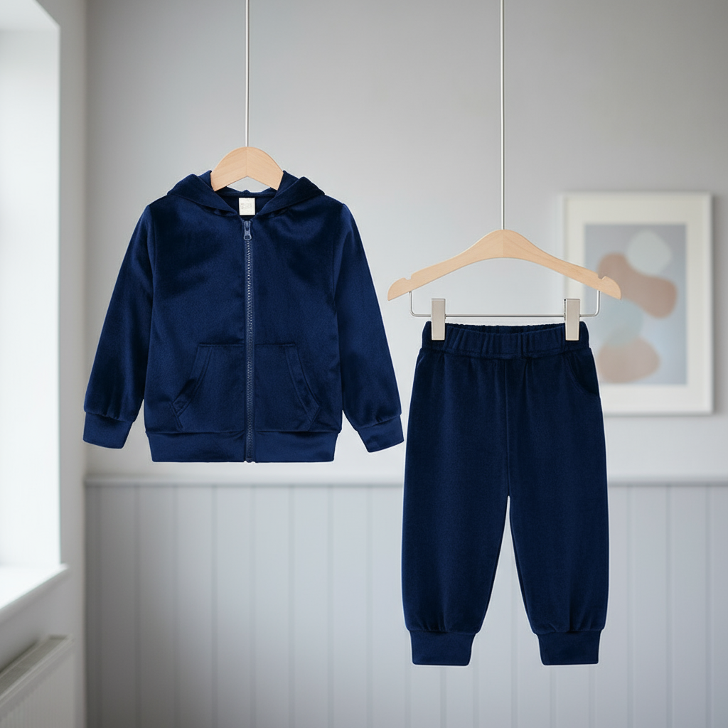 Mini Fashion™ – Weich und warm – Jogginganzug Dunkelblau (marineblau) / 90 (1–2 Jahre) | Pädagogisches Holzspielzeug von Mein Kleines Baby