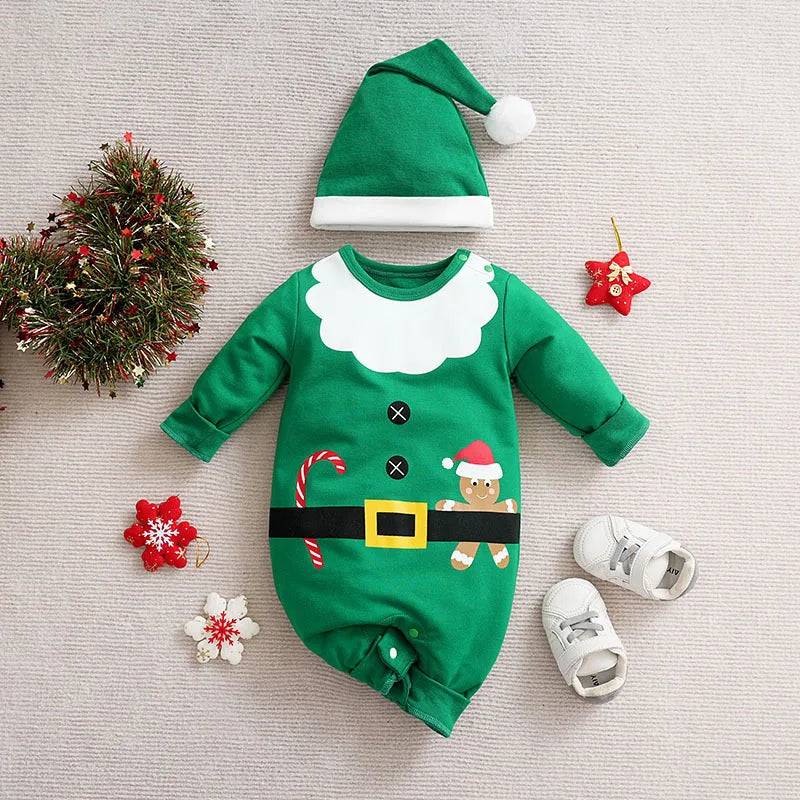 Mini Fashion™ - Weiches Material - Baby Weihnachtskostüm Grün Weiß / 74 (6-9 Monate) | Pädagogisches Holzspielzeug von Mein Kleines Baby