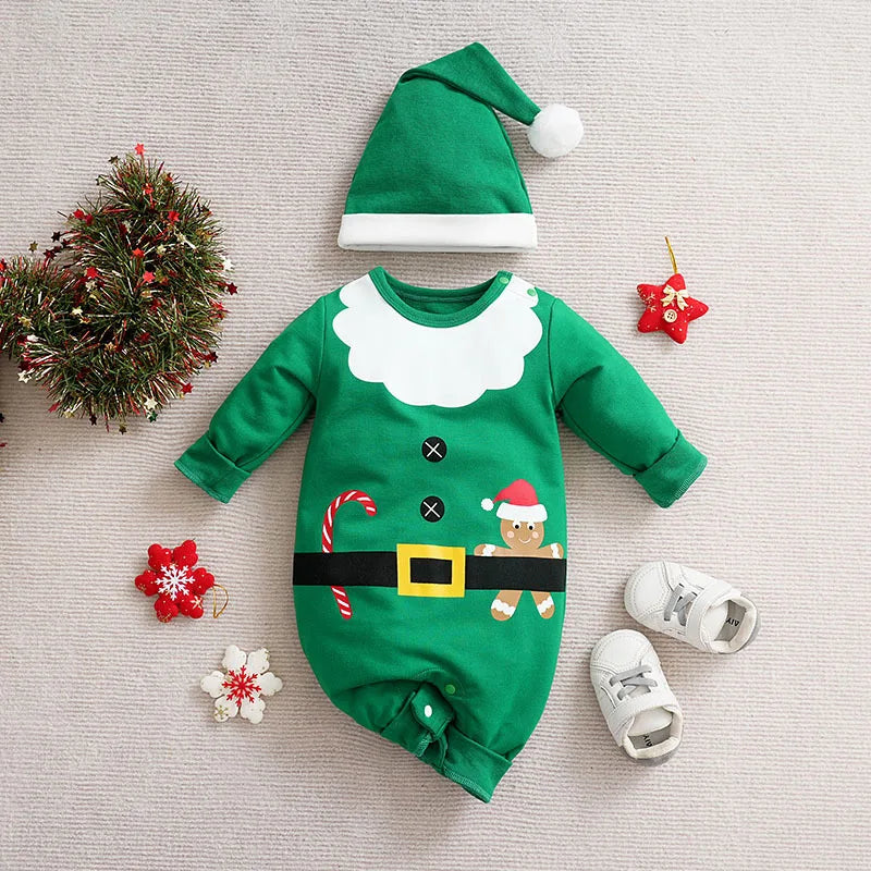 Mini Fashion™ - Weiches Material - Baby Weihnachtskostüm Grün Weiß / 80 (9-12 Monate) | Pädagogisches Holzspielzeug von Mein Kleines Baby
